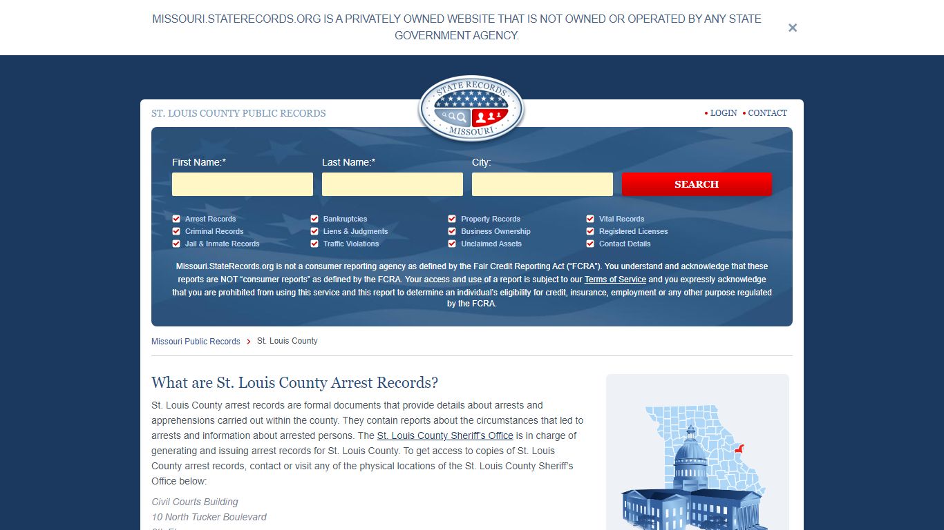 St. Louis County Arrest, Court, and Public Records | StateRecords.org